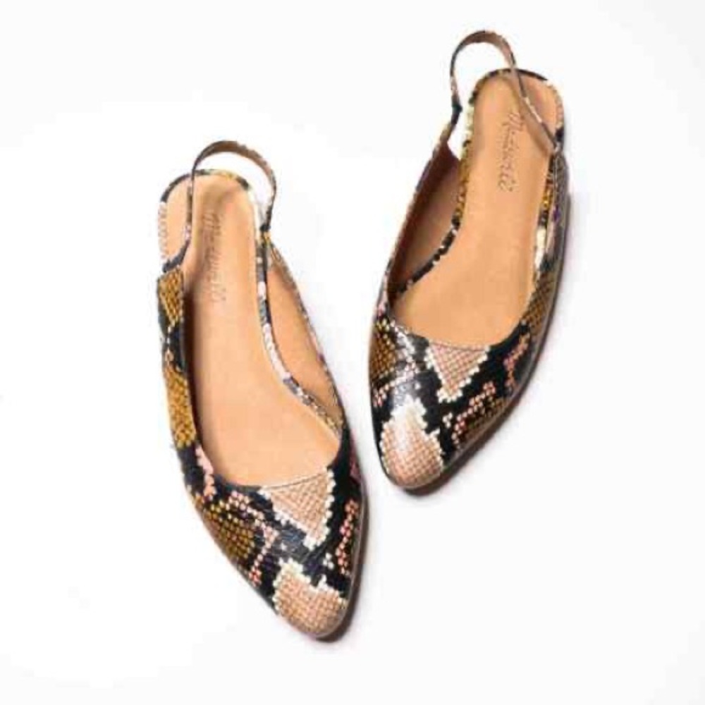 Madewell Margot Slingback Flat in Snake Embossed Leather